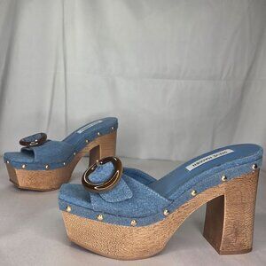 NWT Steve Madden Women's Dinnah Platform Buckle Dress Sandals - Denim